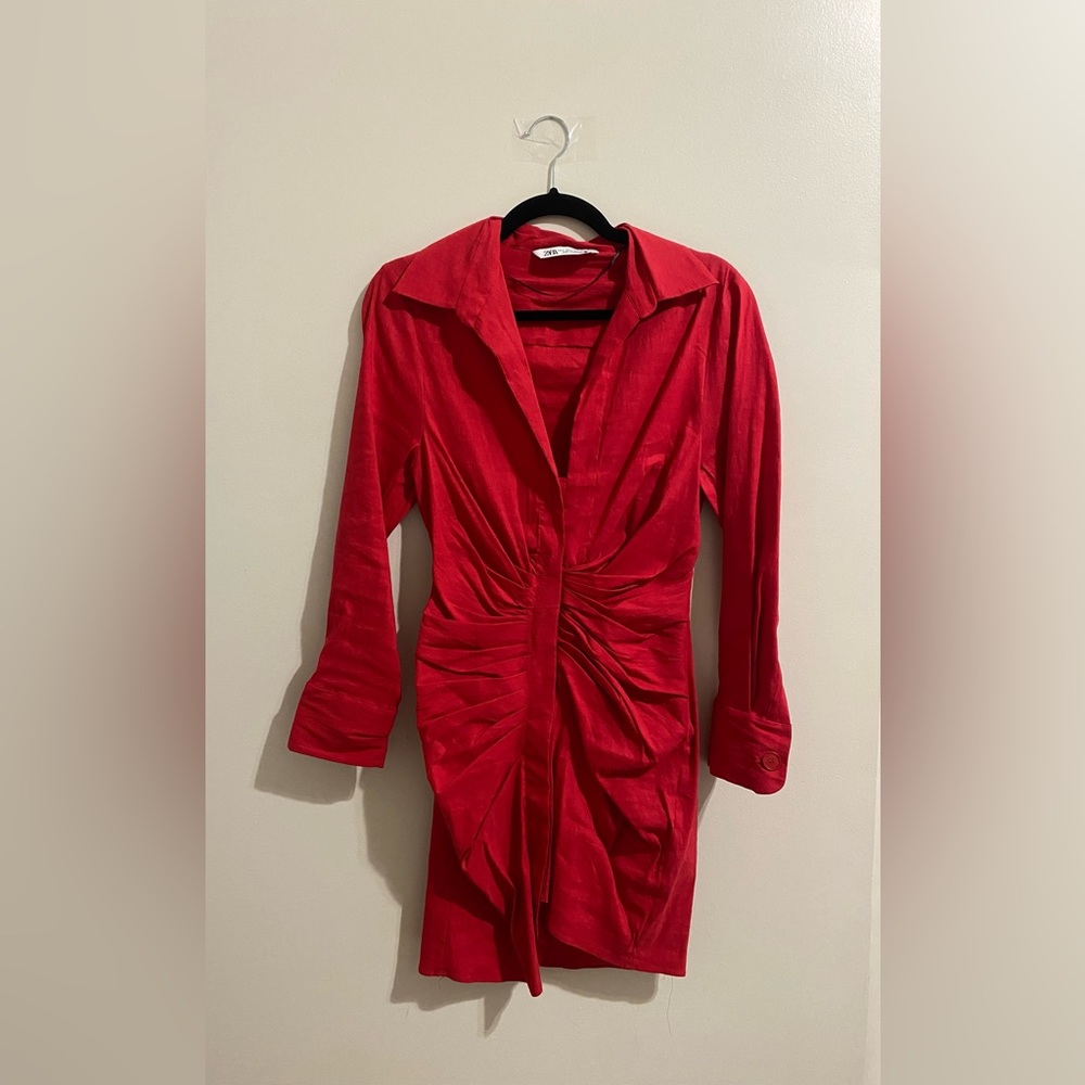 Body con cinched red dress